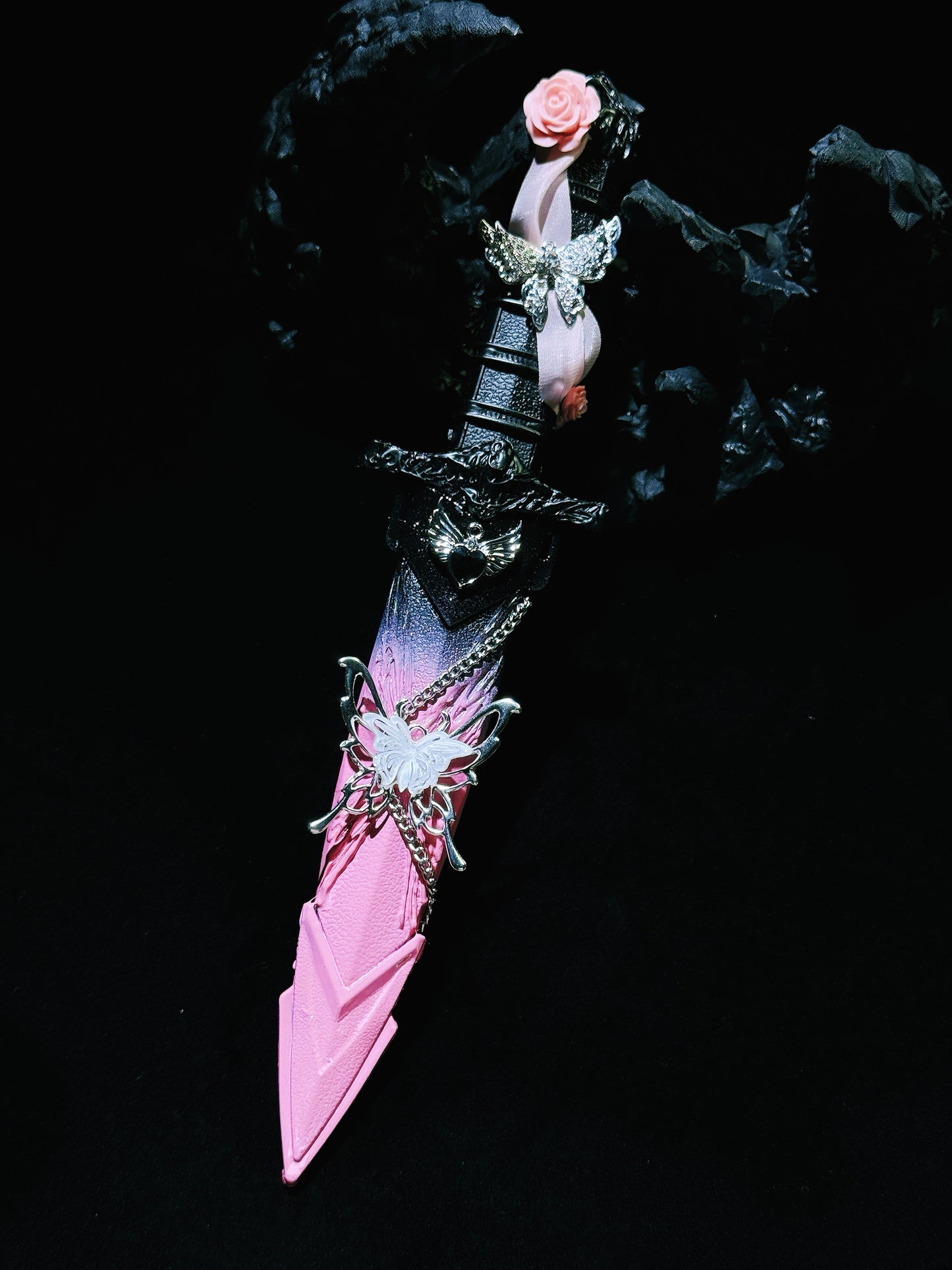 Handmade dagger-Pink ink butterfly 🎀