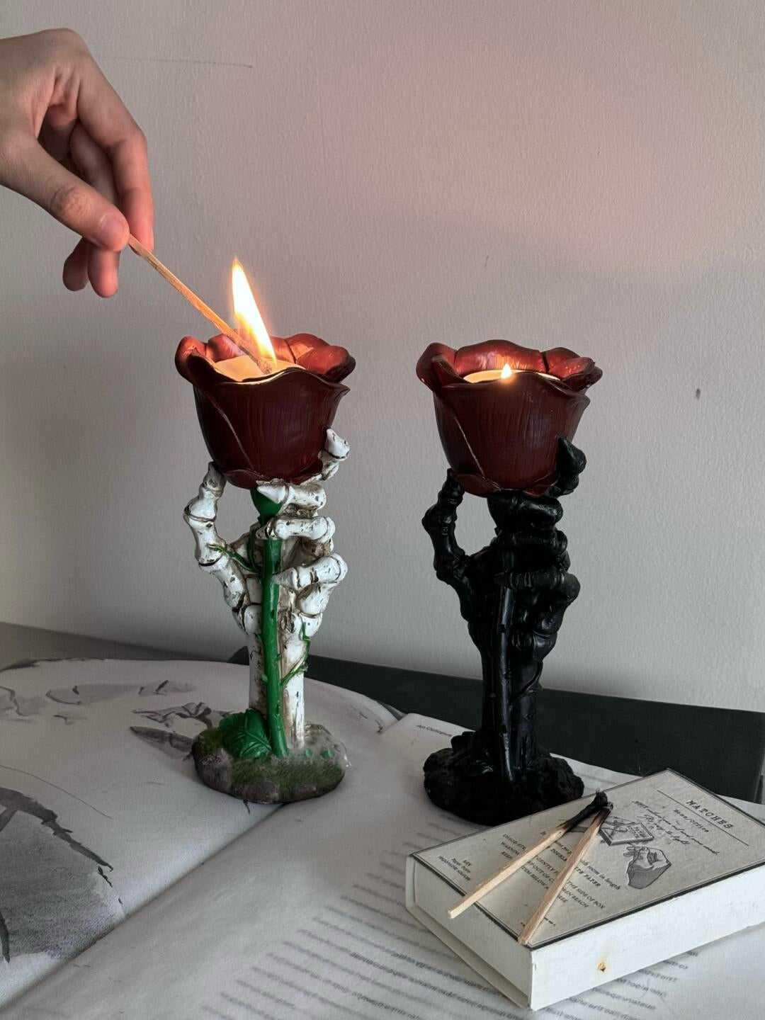 Halloween Gift—Handmade Rose Candle Holder💀🥀(Free Candle)