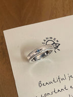 Handmade Blue Zirconia Brushed Ring-One Star Collections
 (Free Customization)