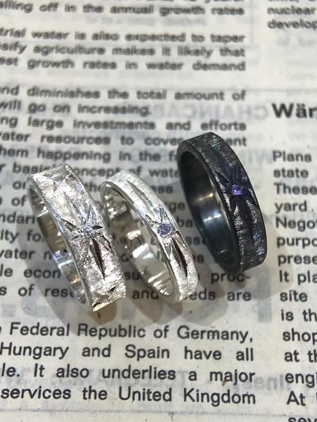 Handmade Black Zirconia Brushed Ring - One Star Collection (Limited time offer only 20 pieces）