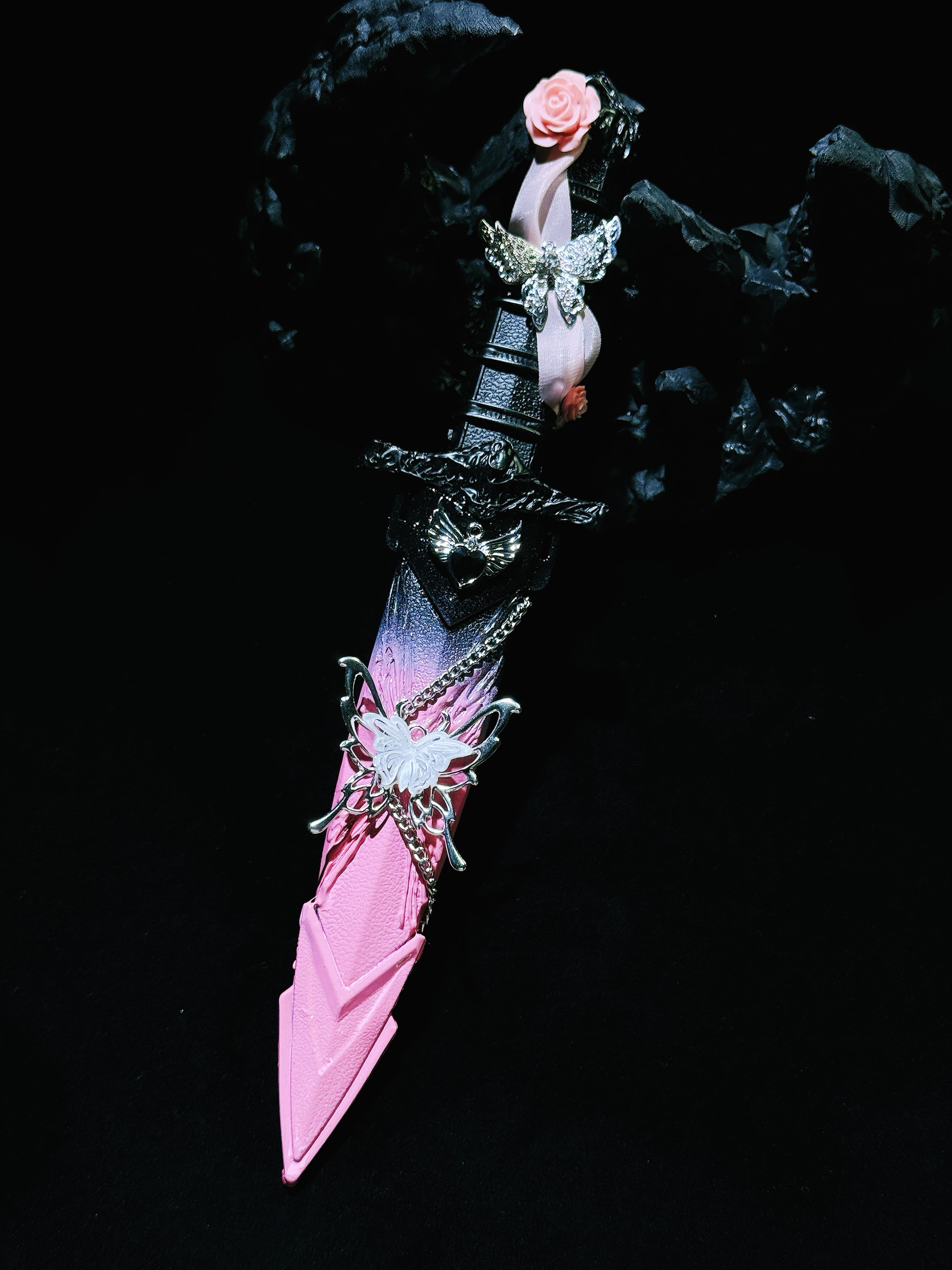 Handmade dagger-Pink ink butterfly 🎀
