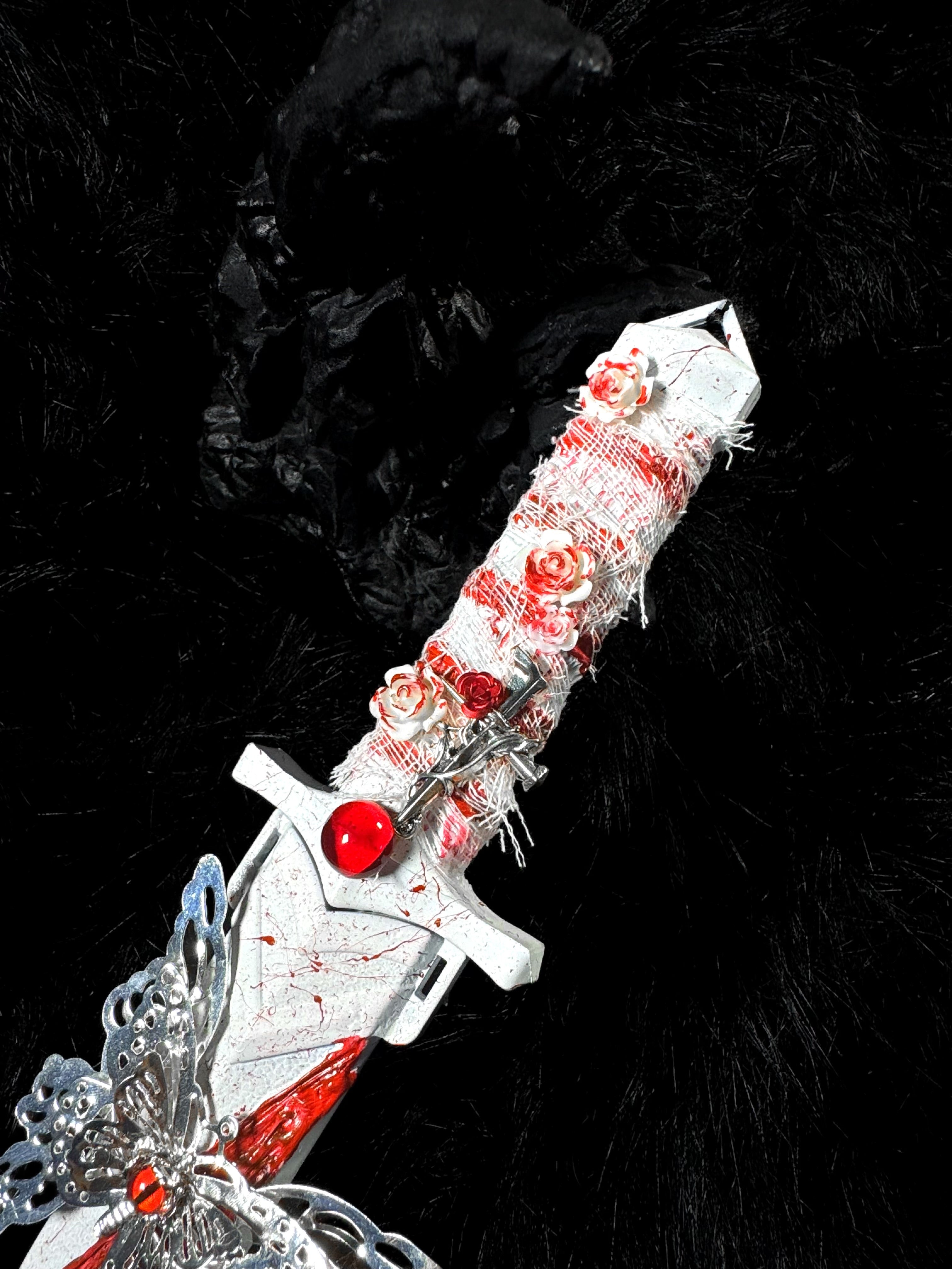 Handmade dagger - Scarlet Silver Butterfly🩸