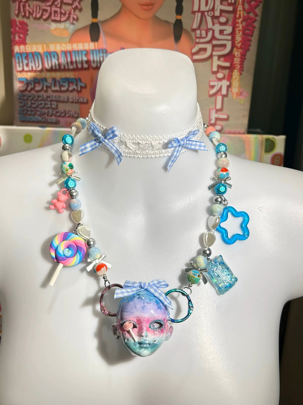 Handmade Dreamy Sweet Doll Head Necklace
