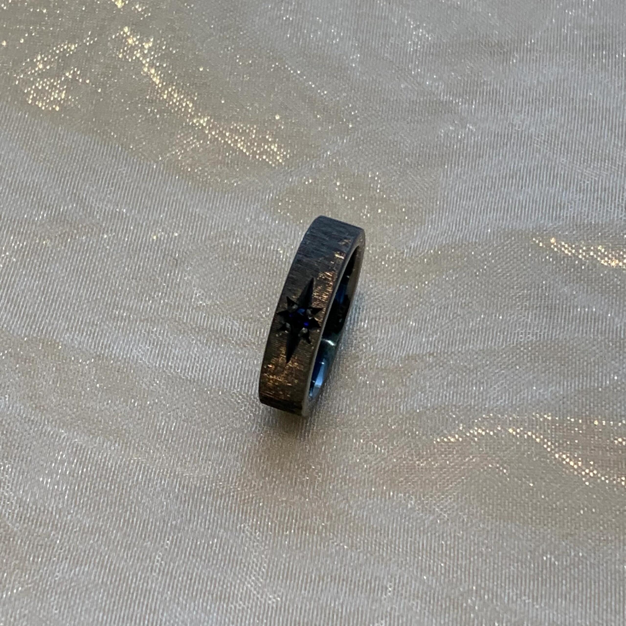 Handmade Black Zirconia Brushed Ring - One Star Collection (Free Customization)
