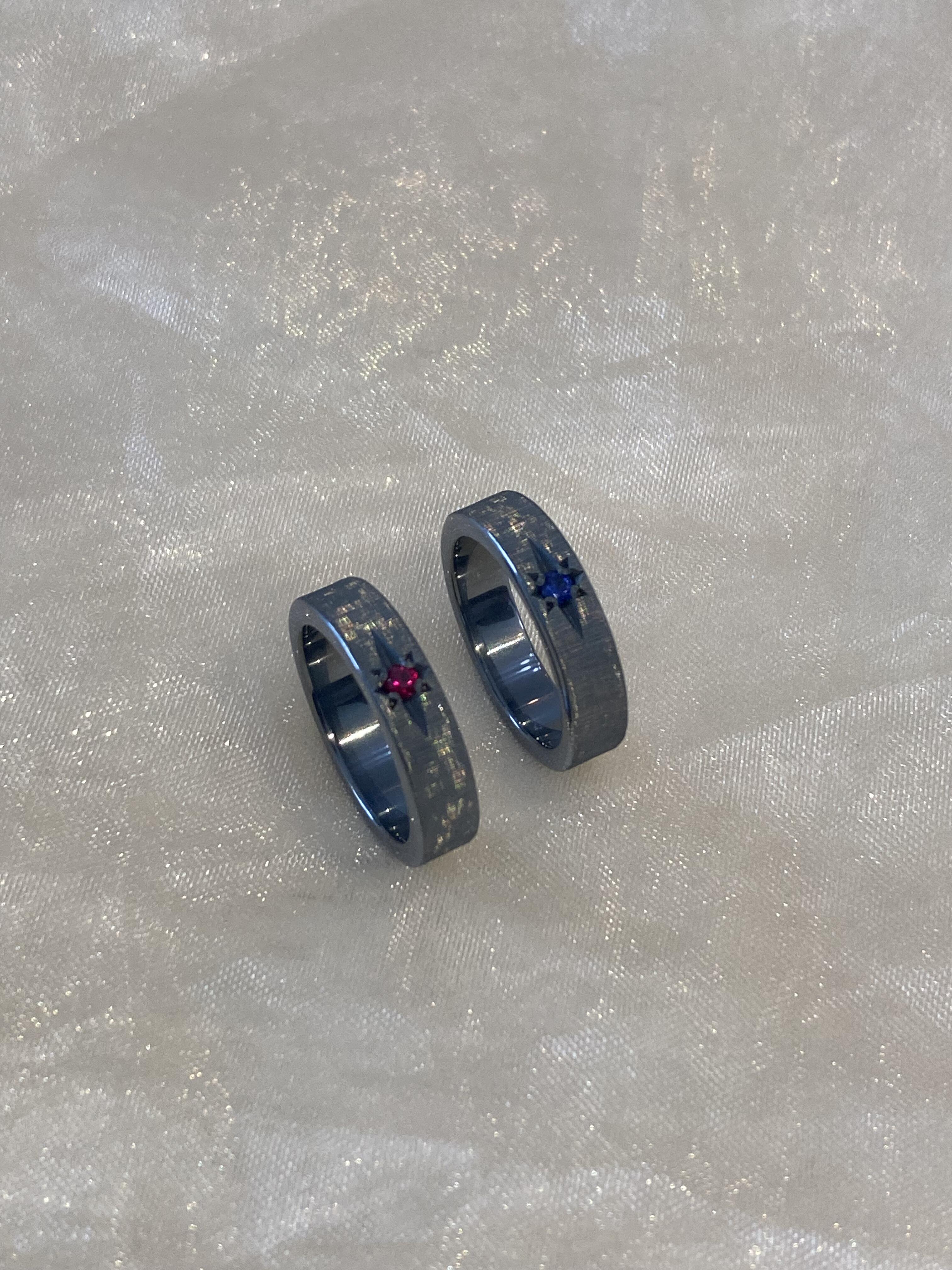 Handmade Zirconia Black Brushed Ring - One Star Collection (Free Customization)