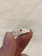 Handmade Red Zirconia Brushed Ring - Starry Night Collection (Free Customization)