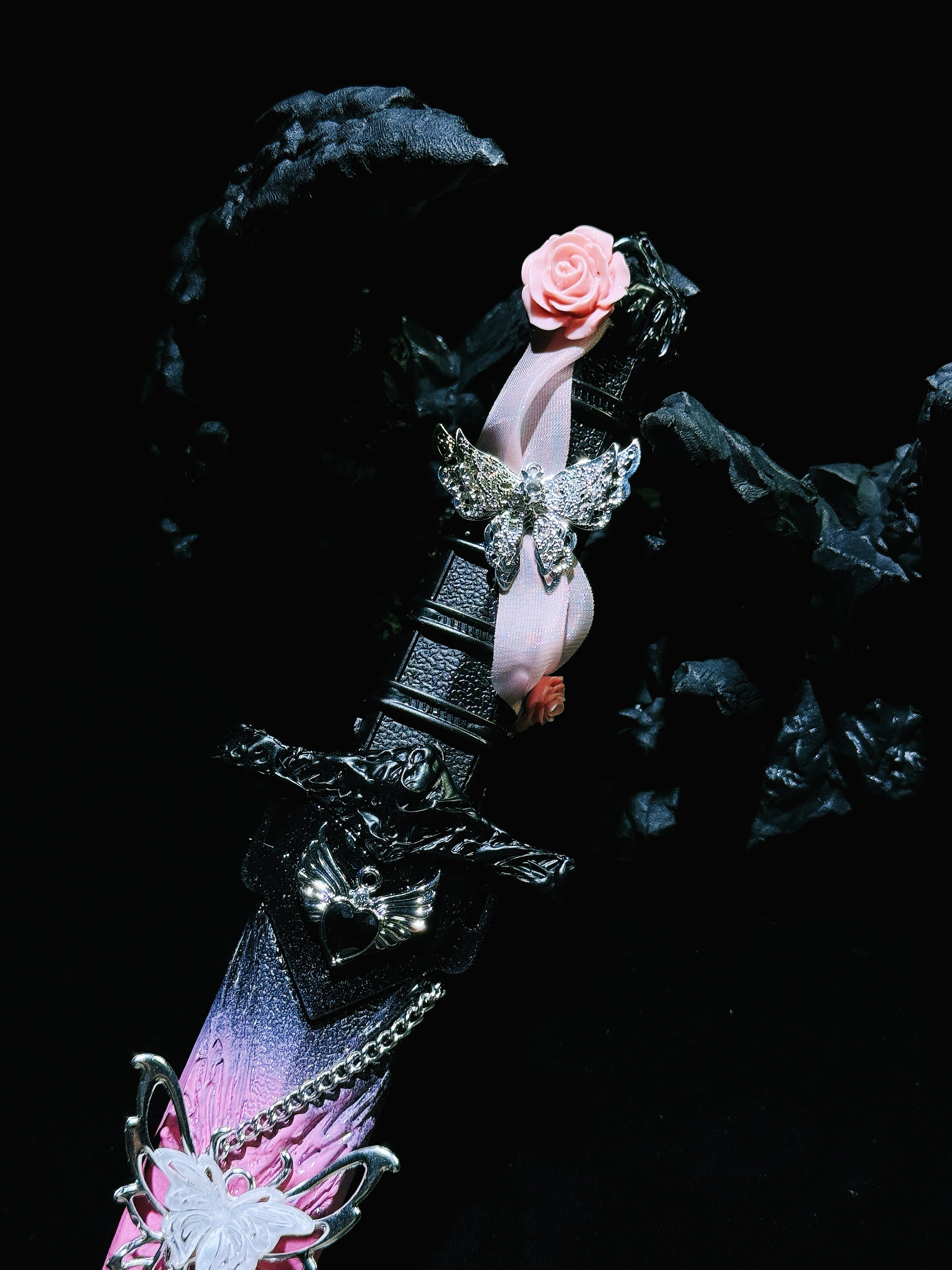 Handmade dagger-Pink ink butterfly 🎀