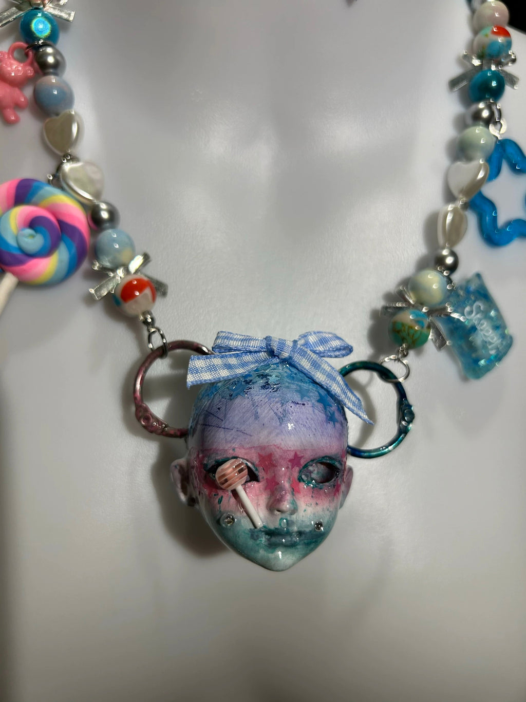 Handmade Dreamy Sweet Doll Head Necklace
