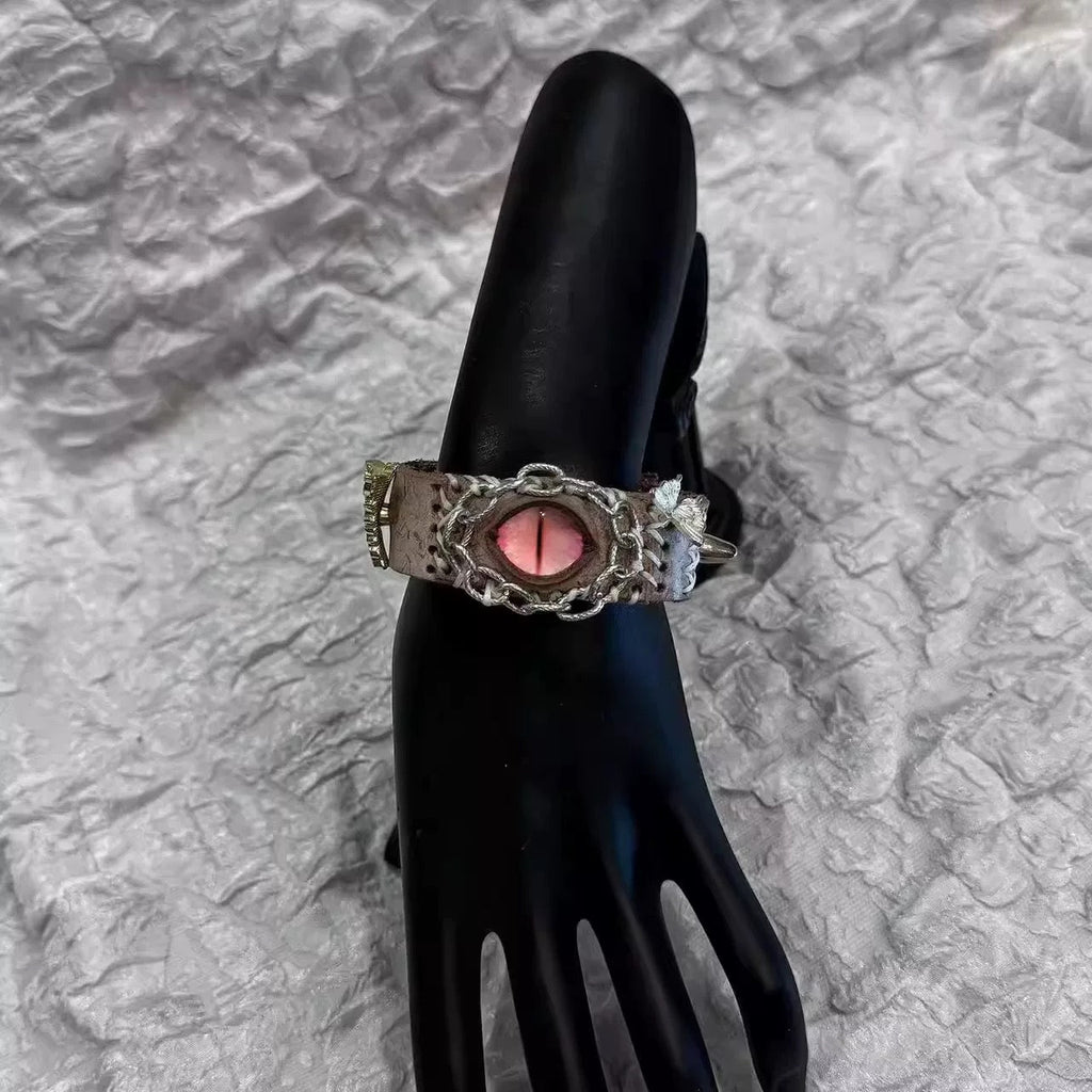Handmade Punk Bracelet-Pink Devil's Eye💞