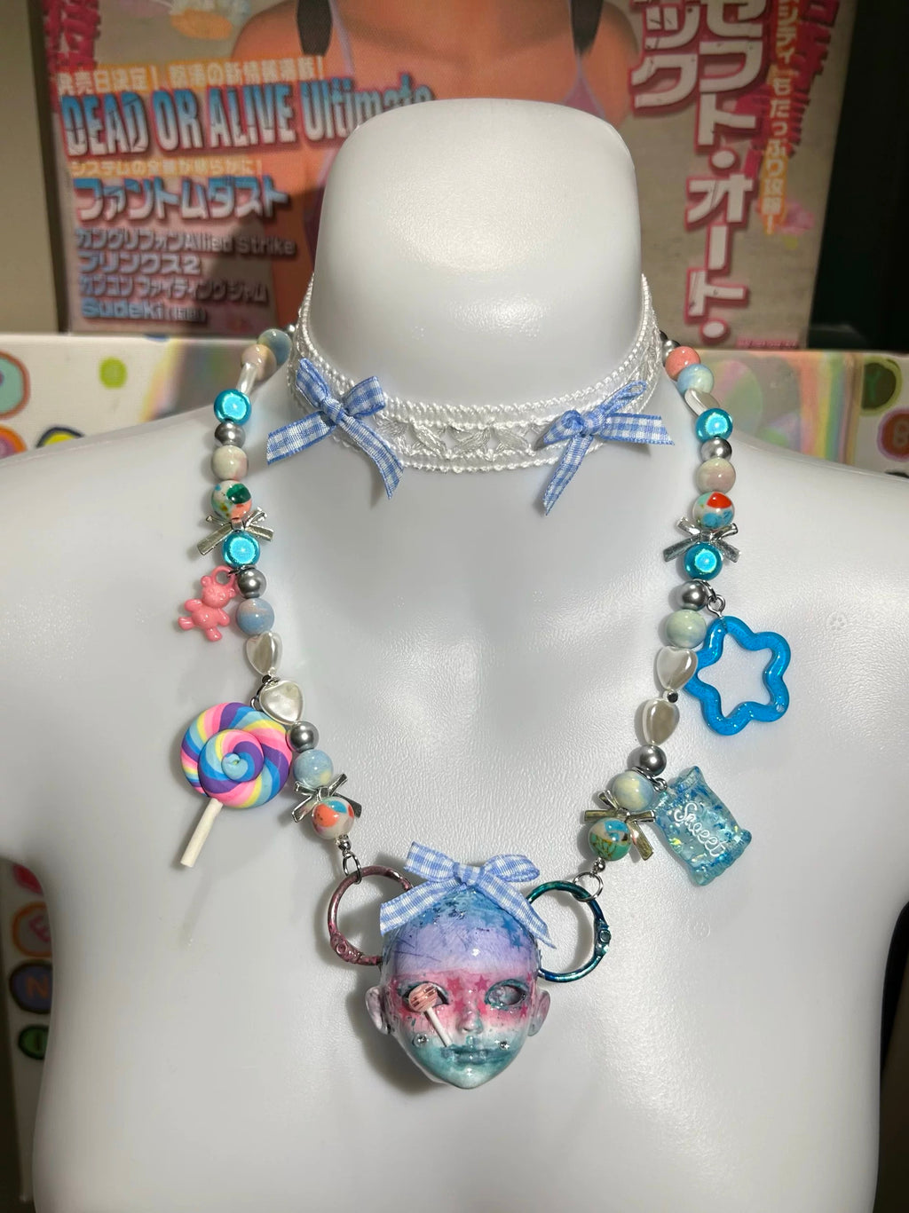 Handmade Dreamy Sweet Doll Head Necklace