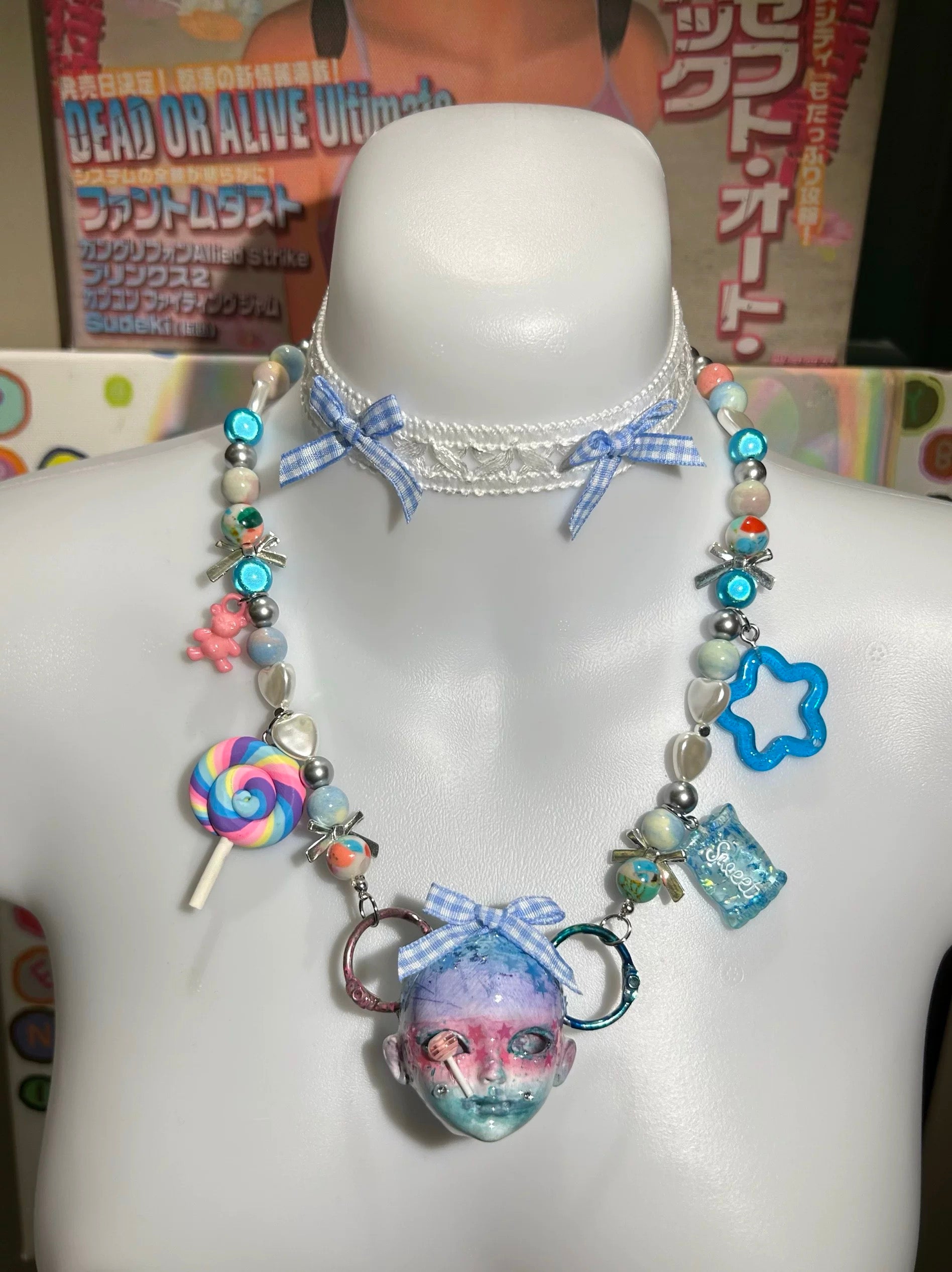 Handmade Dreamy Sweet Doll Head Necklace
