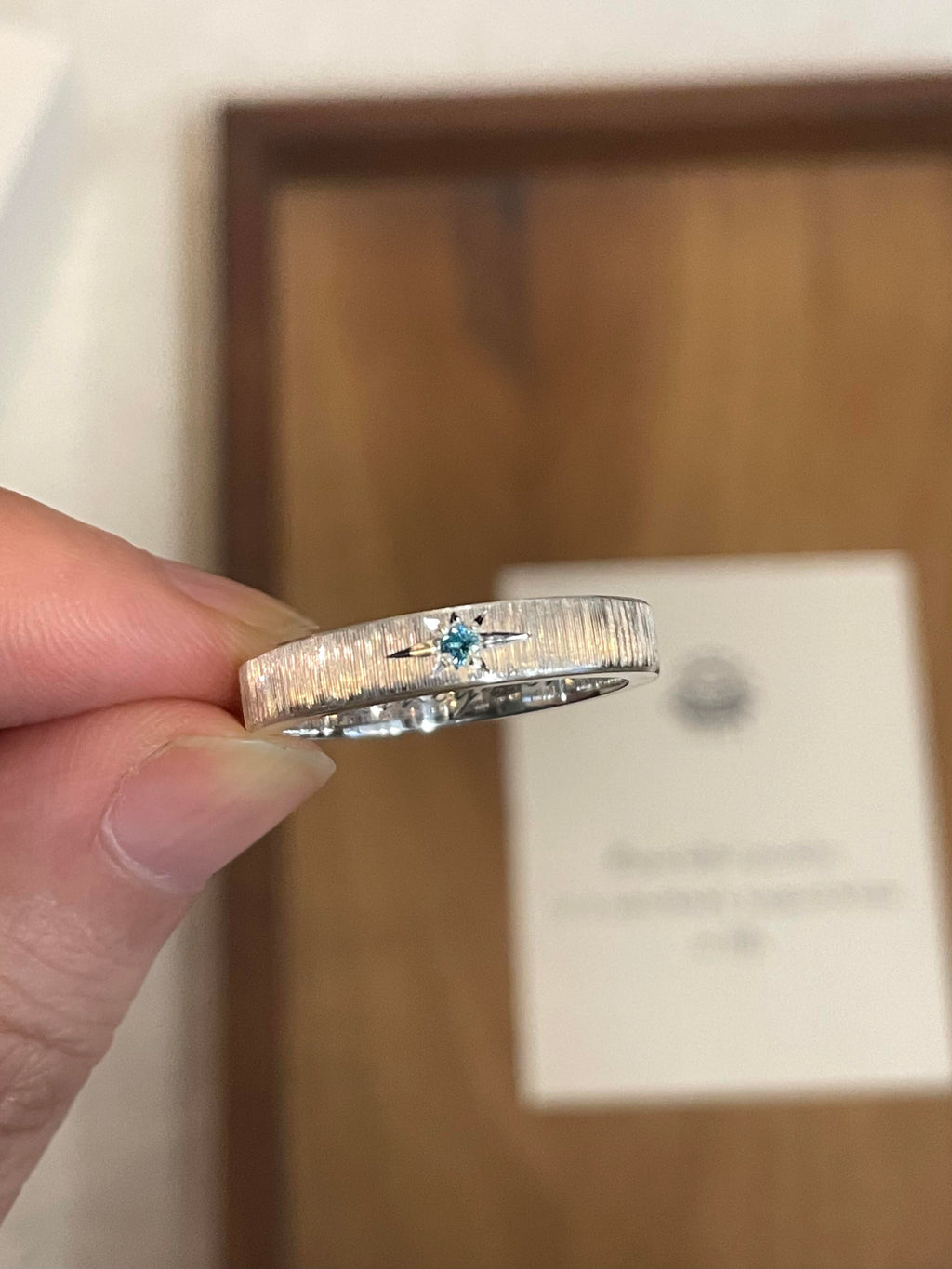 Handmade Blue Zirconia Brushed Ring-One Star Collections
 (Free Customization)