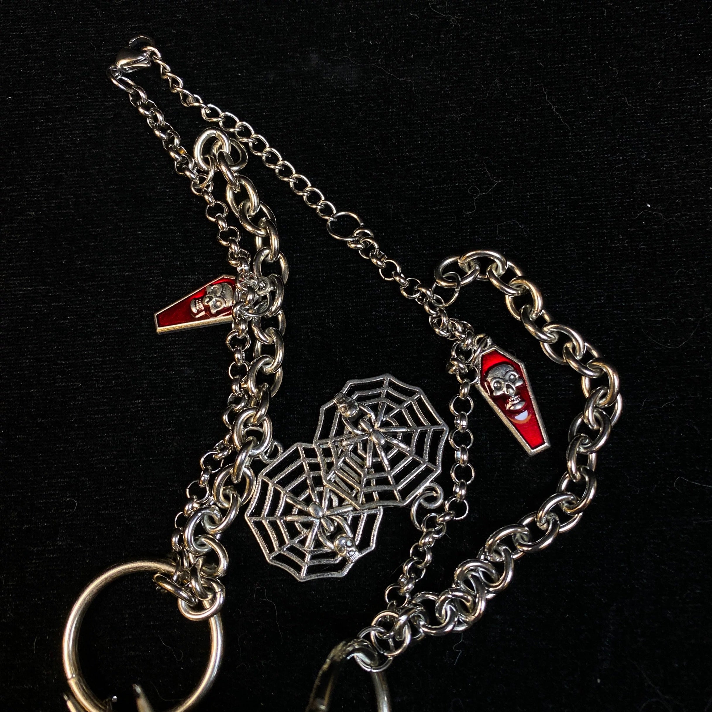 Handmade Dark Titanium Doll Head Necklace