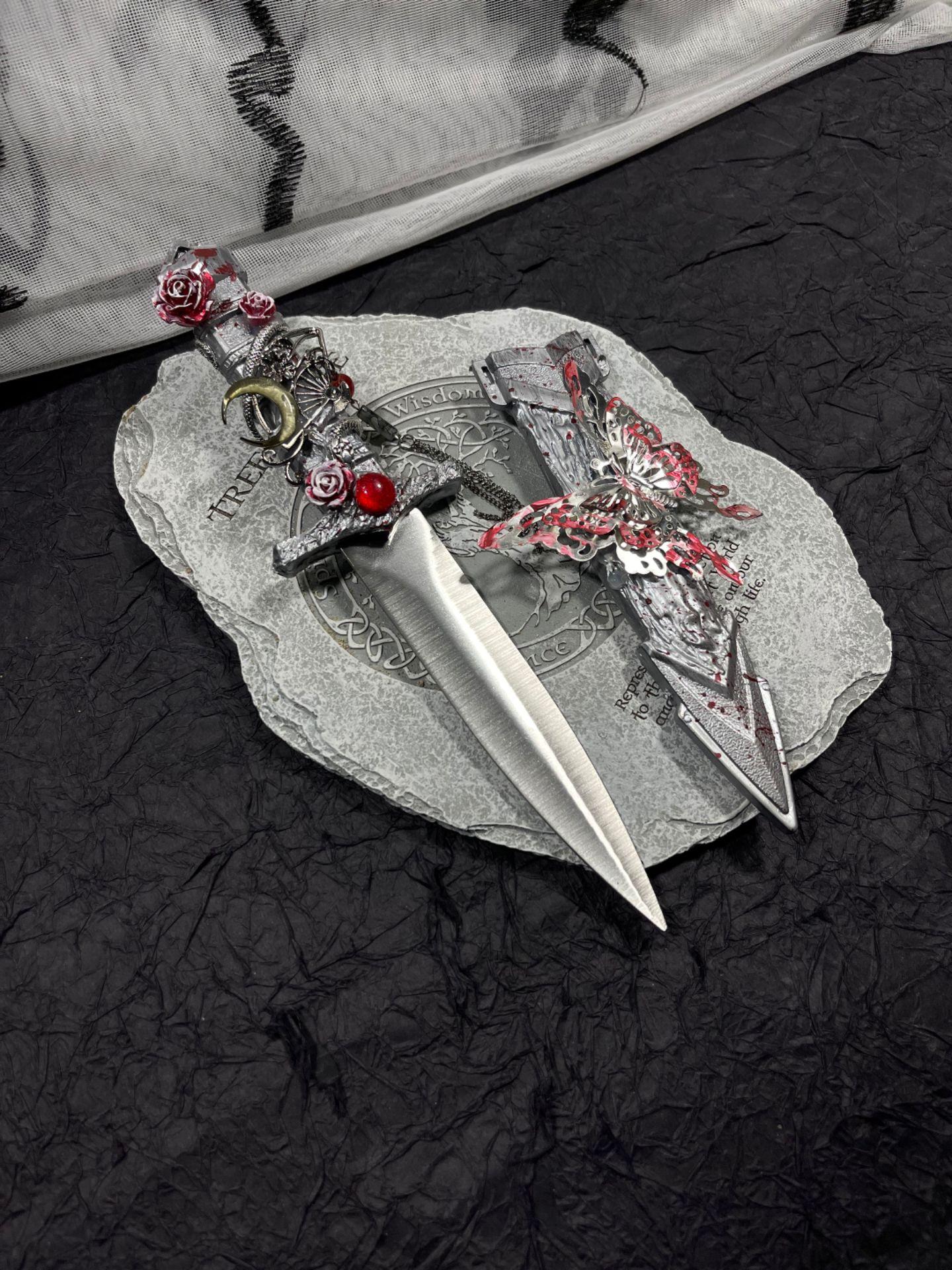 Handmade dagger-Silver Red Butterfly🦋