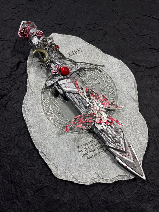 Handmade dagger-Silver Red Butterfly🦋