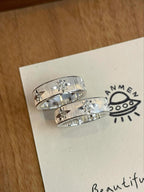 Handmade White Zirconia Brushed Ring -Three Stars Collection  (Free Customization)