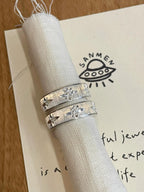 Handmade White Zirconia Brushed Ring -Three Stars Collection  (Free Customization)